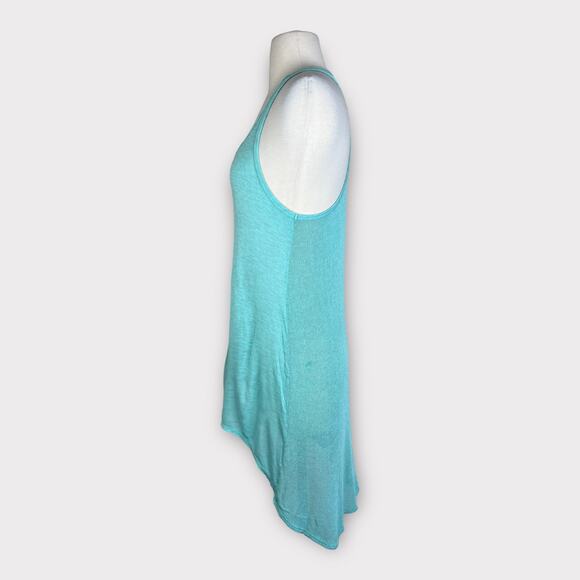Soprano | Aqua Hi-low Jersey Front Knit Back Tank Top | Medium - Picture 3 of 9